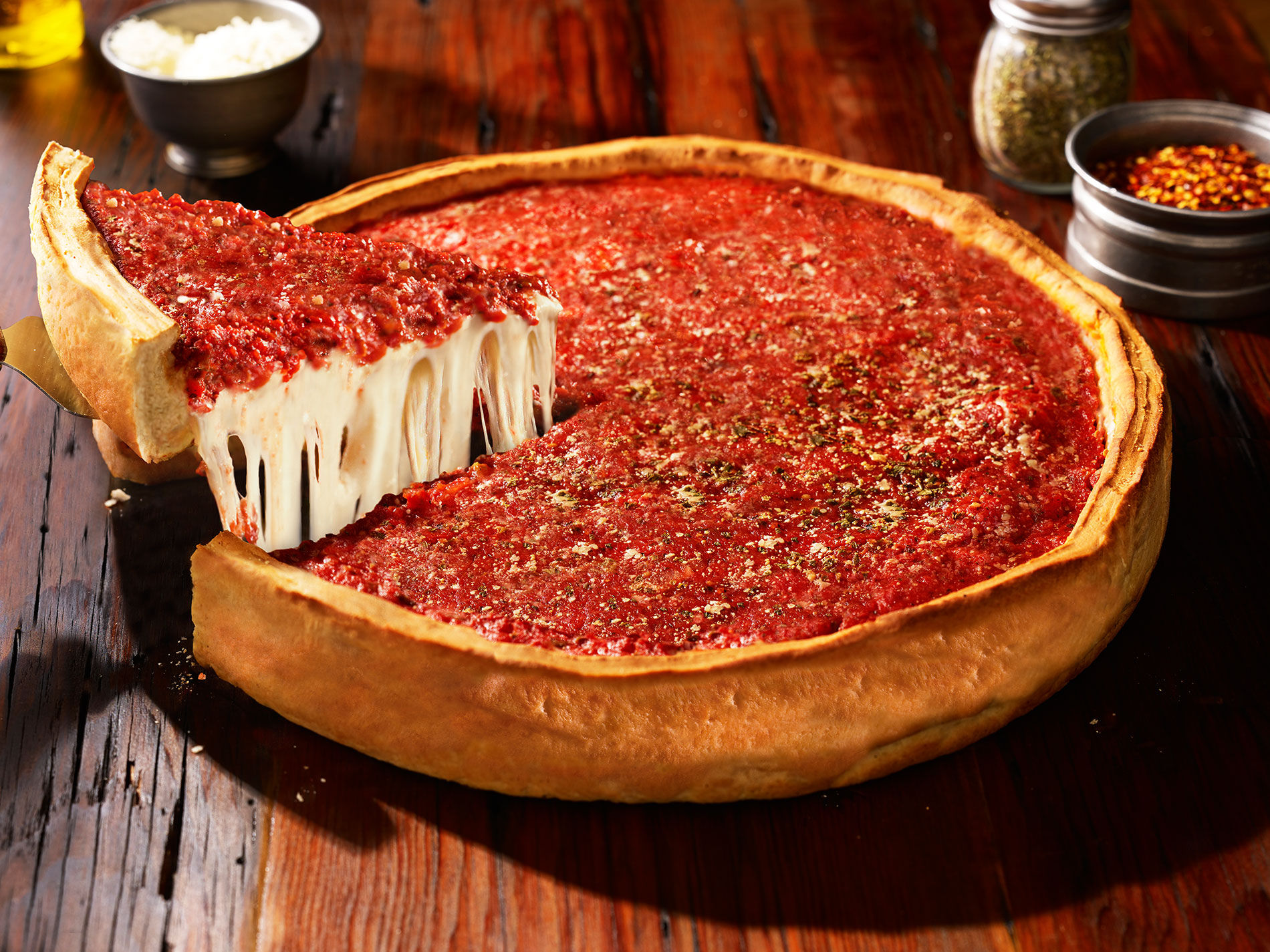 Chicago deep-dish pizza