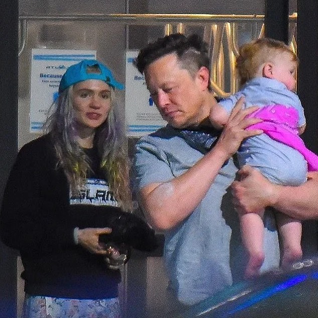 Grimes with son and Elon Musk