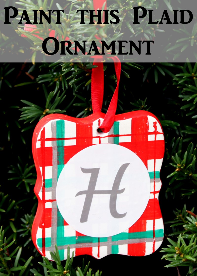 Christmas ornament plaid with letter H on it