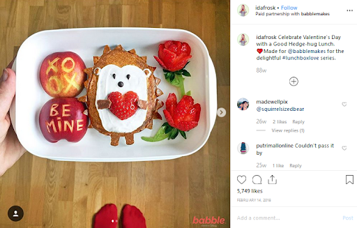 Idafrosk paid shoutout at instagram for food delivery