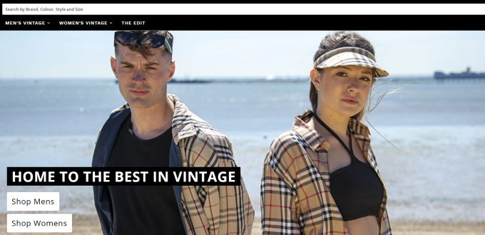 Thrifted online thrift store landing page
