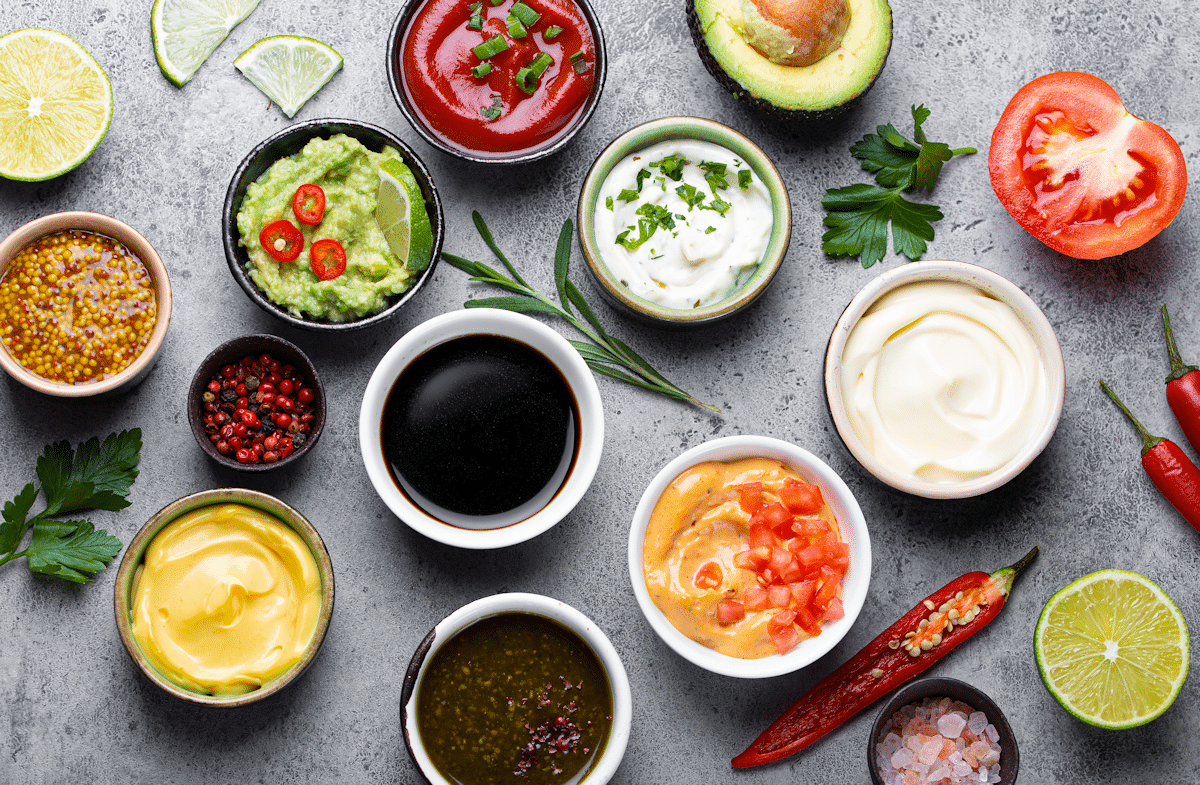 Different sauces and dips