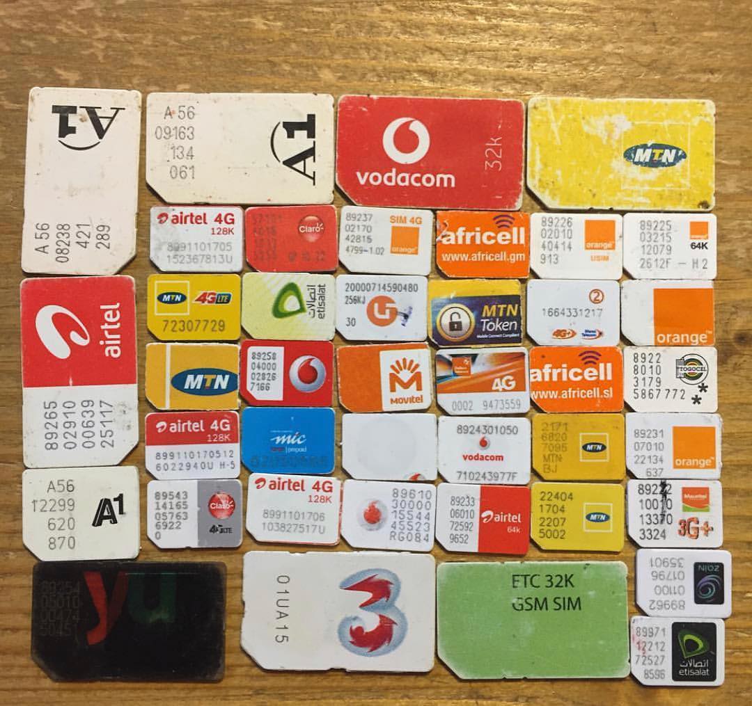 Old and new SIM cards of different network providers