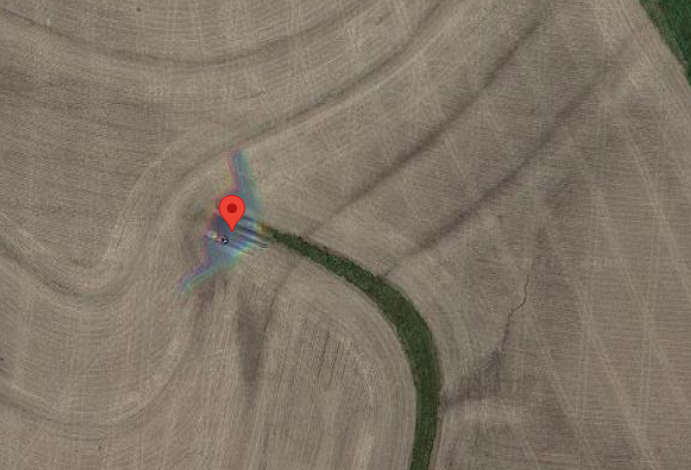 Google Maps image screenshot of flying B-2 Spirit bomber in Missouri