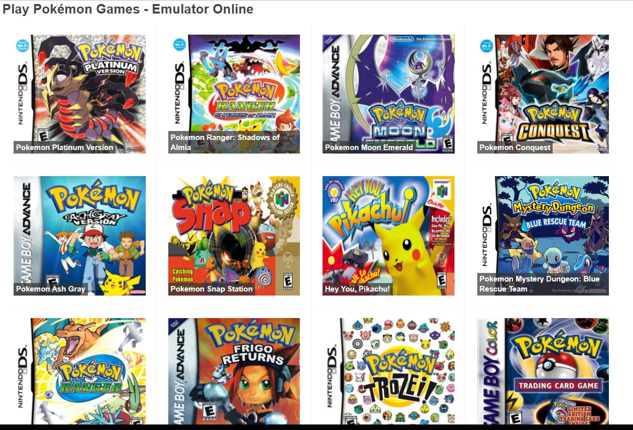 Play Pokémon Games collection on my emulator online website