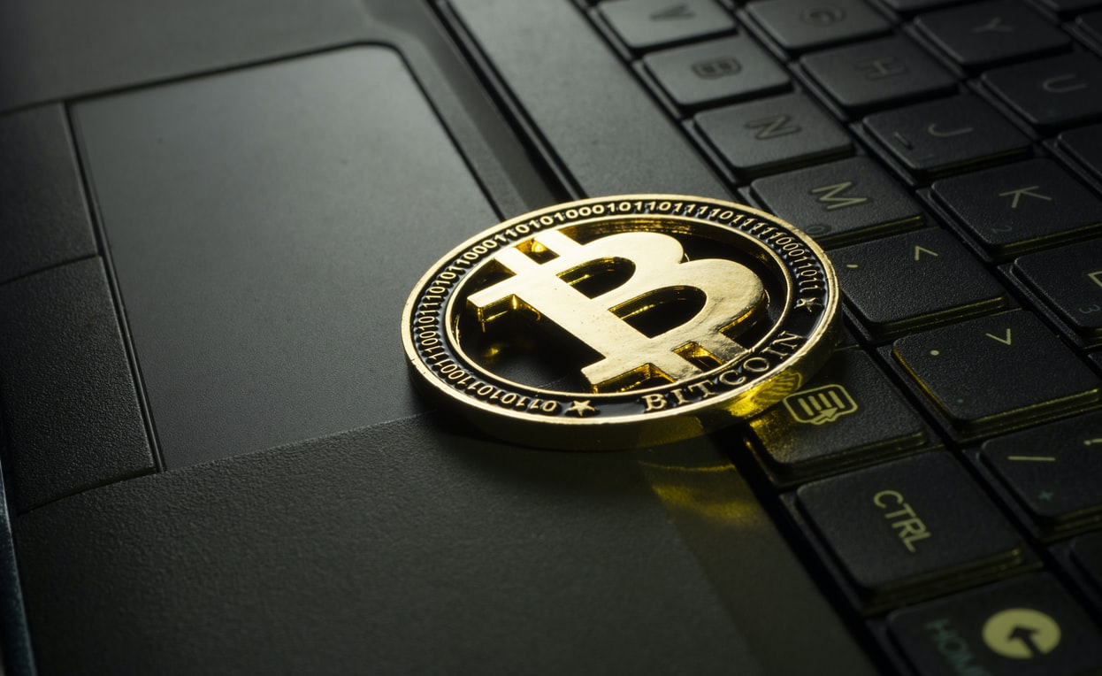 Bitcoin and laptop
