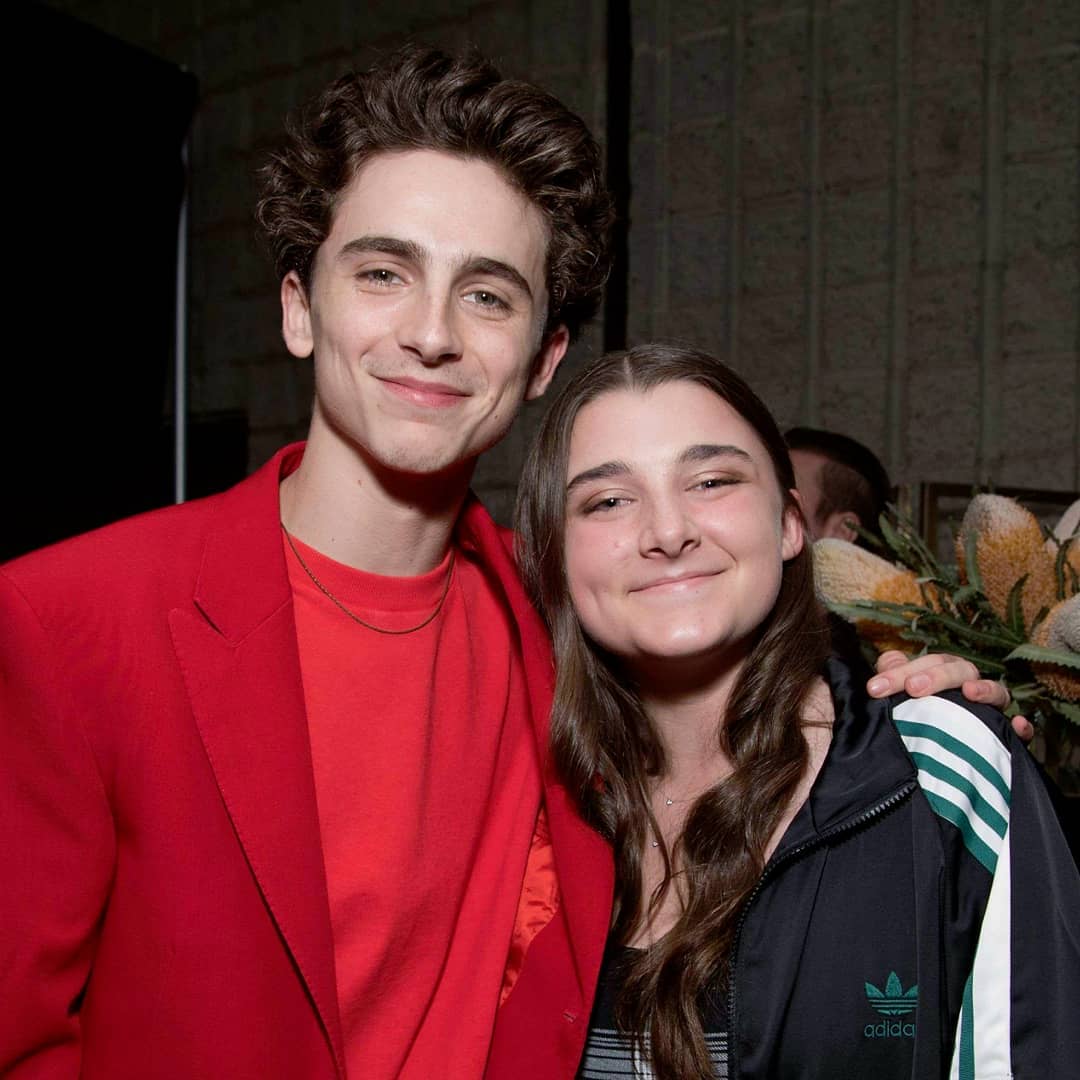 Timothée Chalamet puts his arm around Elisabeth Anne Carell at the ‘Beautiful Boy’ premier after-party in Los Angeles