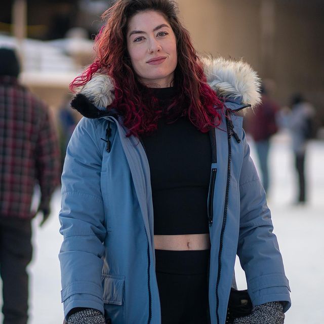 Natasha aughey in winter clothes wearing a blue jacket