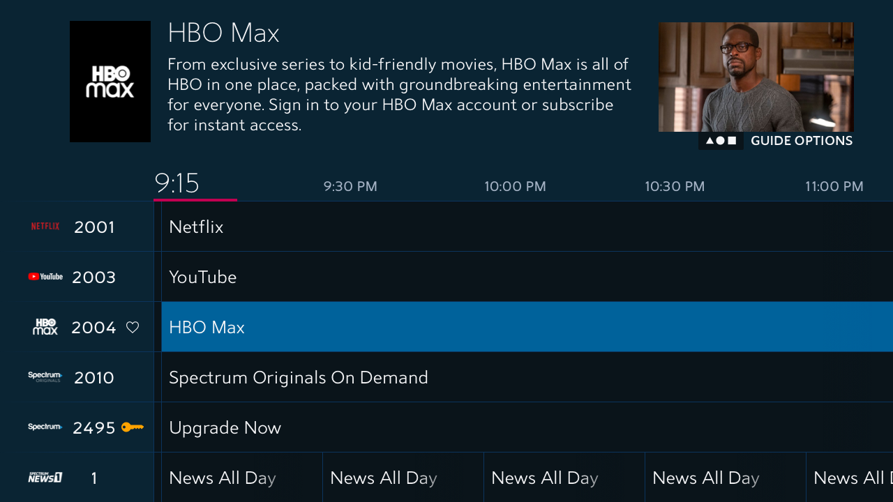 Download and install the HBO Max app on your Apple, Android or Fire Tablet device.
Once downloaded, open the app.
Tap the Sign In link and select Sign in Through TV or Mobile Provider.
Select Spectrum as your provider.
Sign in with your primary Spectrum account username and password.