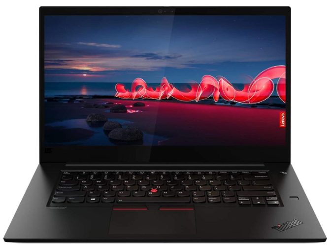 Black OEM Lenovo ThinkPad X1 Extreme Gen 3, with a night scene at the beach as wallpaper