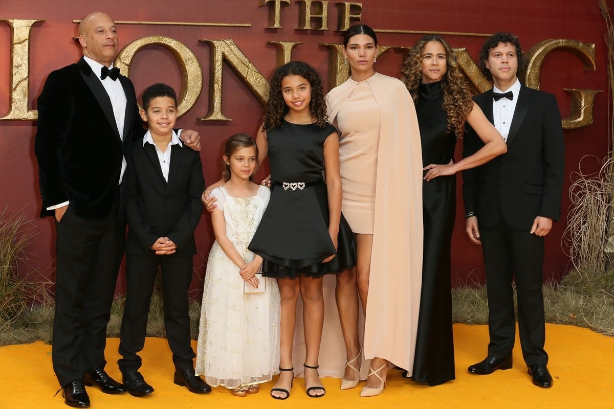 Paloma Jiménez And Vin Diesel with their kids and Paloma's relatives at The Lion King premiere night