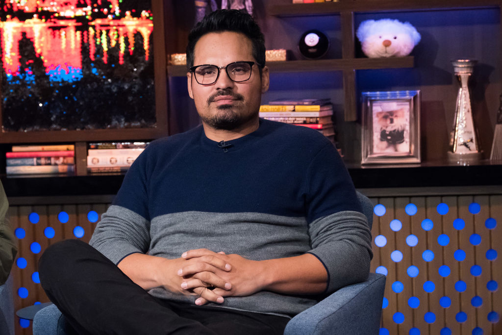 Michael Pena promoting a movie on TV