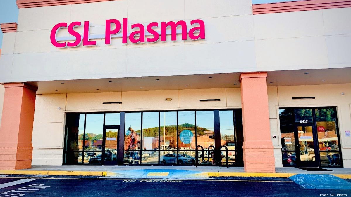 Stone and glass façade of CSL Plasma Donation Center in Crestwood Boulevard in Birmingham, Alabama