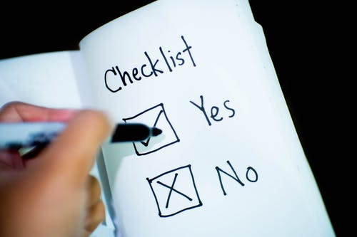 A yes and no checklist
