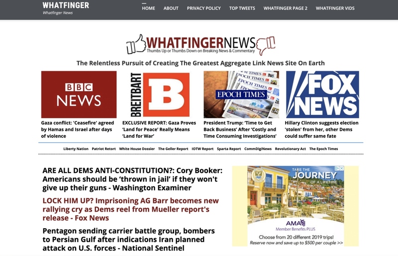 Homepage of whatfinger news 