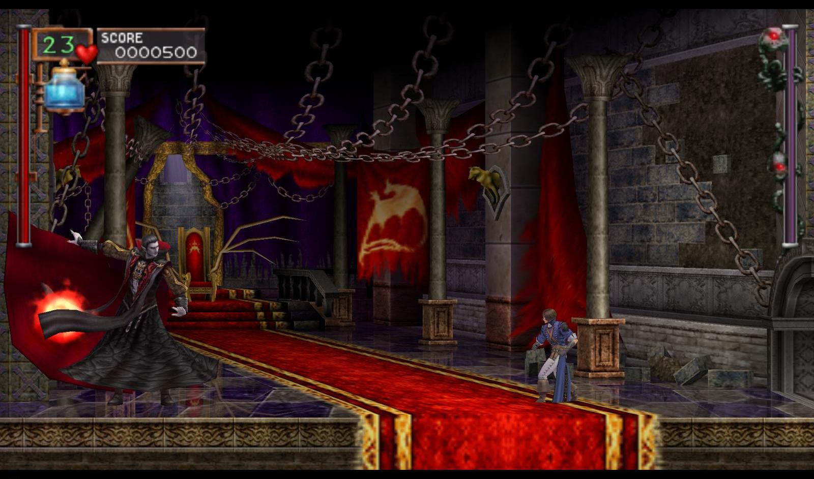 Castlevania: The Dracula X Chronicles is a collection of 3 games. The first unlocked game you're available to play off the bat is Castlevania: Rondo of Blood.