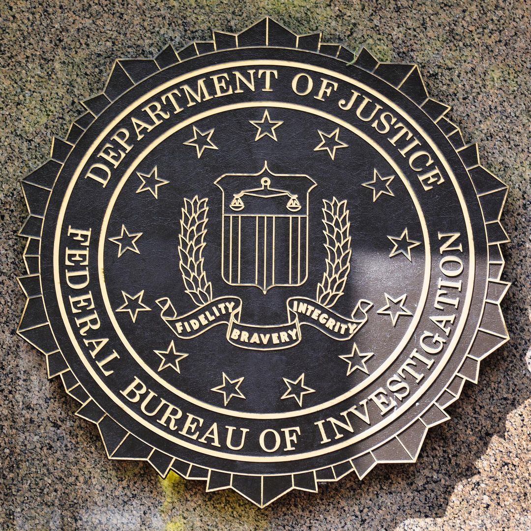 U.S. Department of Justice Federal Bureau of Investigation seal, with the words ‘fidelity, bravery, integrity’