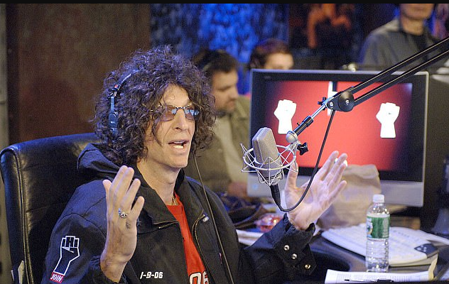Howard Stern broadcasts for his radio show inside Sirius XM Radio's Studio 69