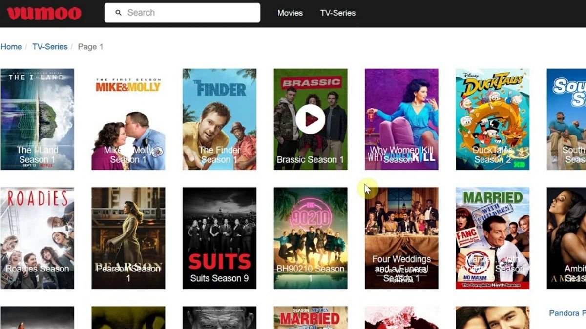 Vumoo Webpage with various movie posters