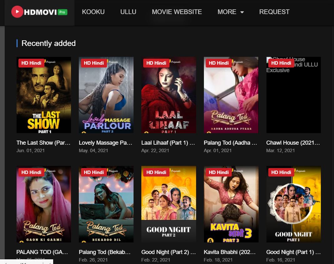 Screenshot of recently Added movies on hdmovie20