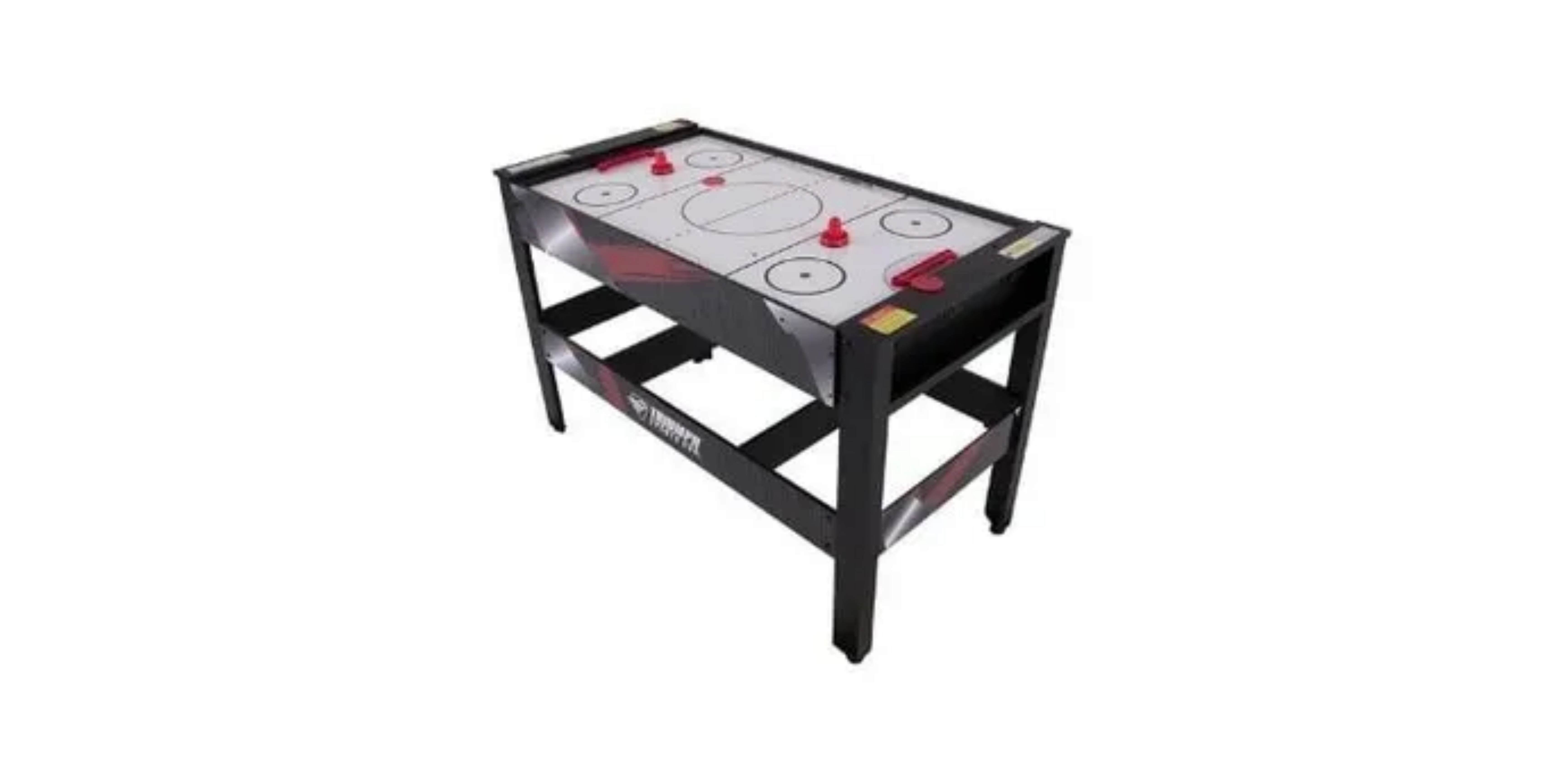 Air Hockey, Billiards, Table Tennis, and Launch Football in game table with a rotating swivel
