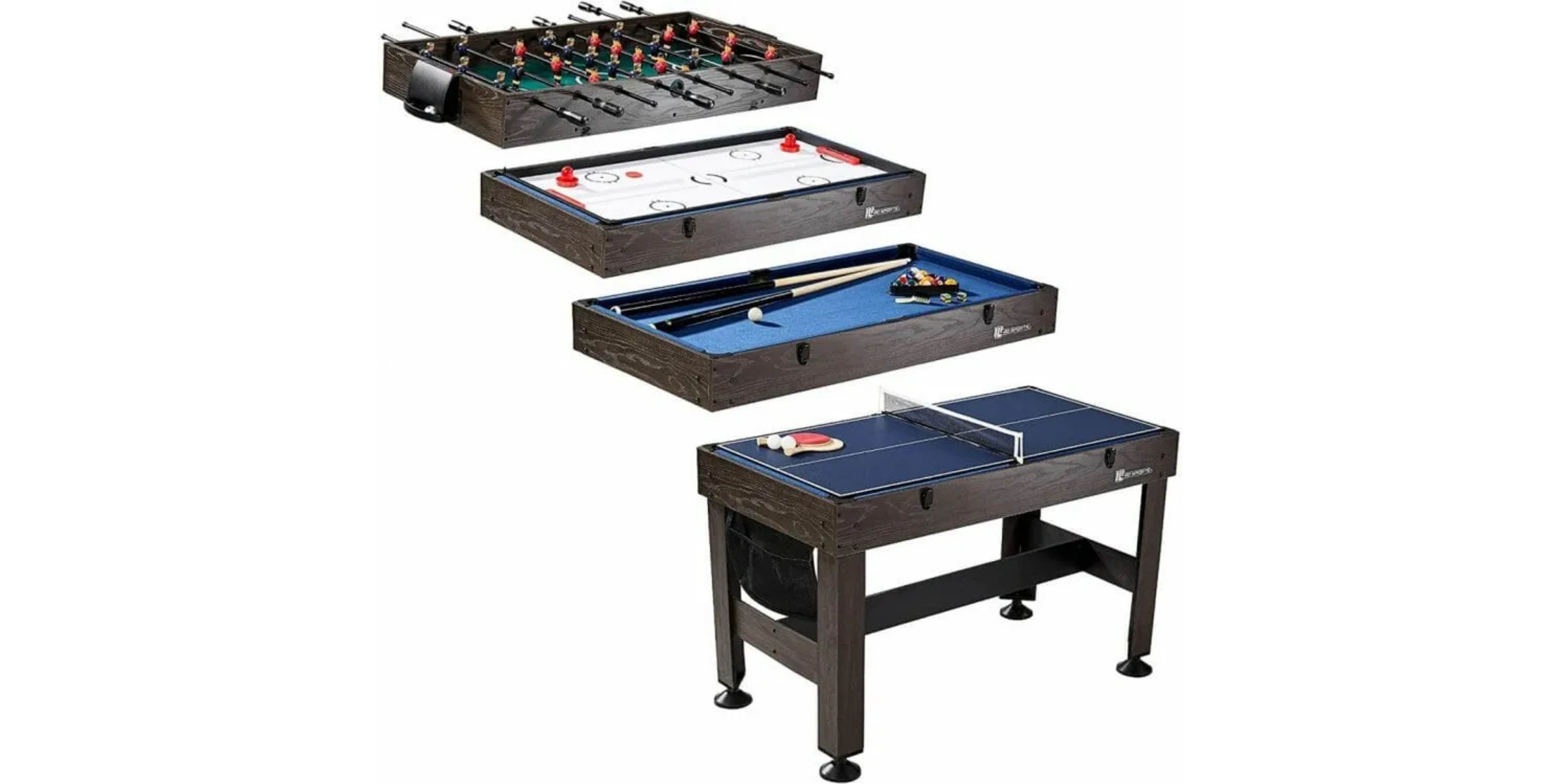 Foosball, Pool, Air Hockey, and Table Tennis in one game table