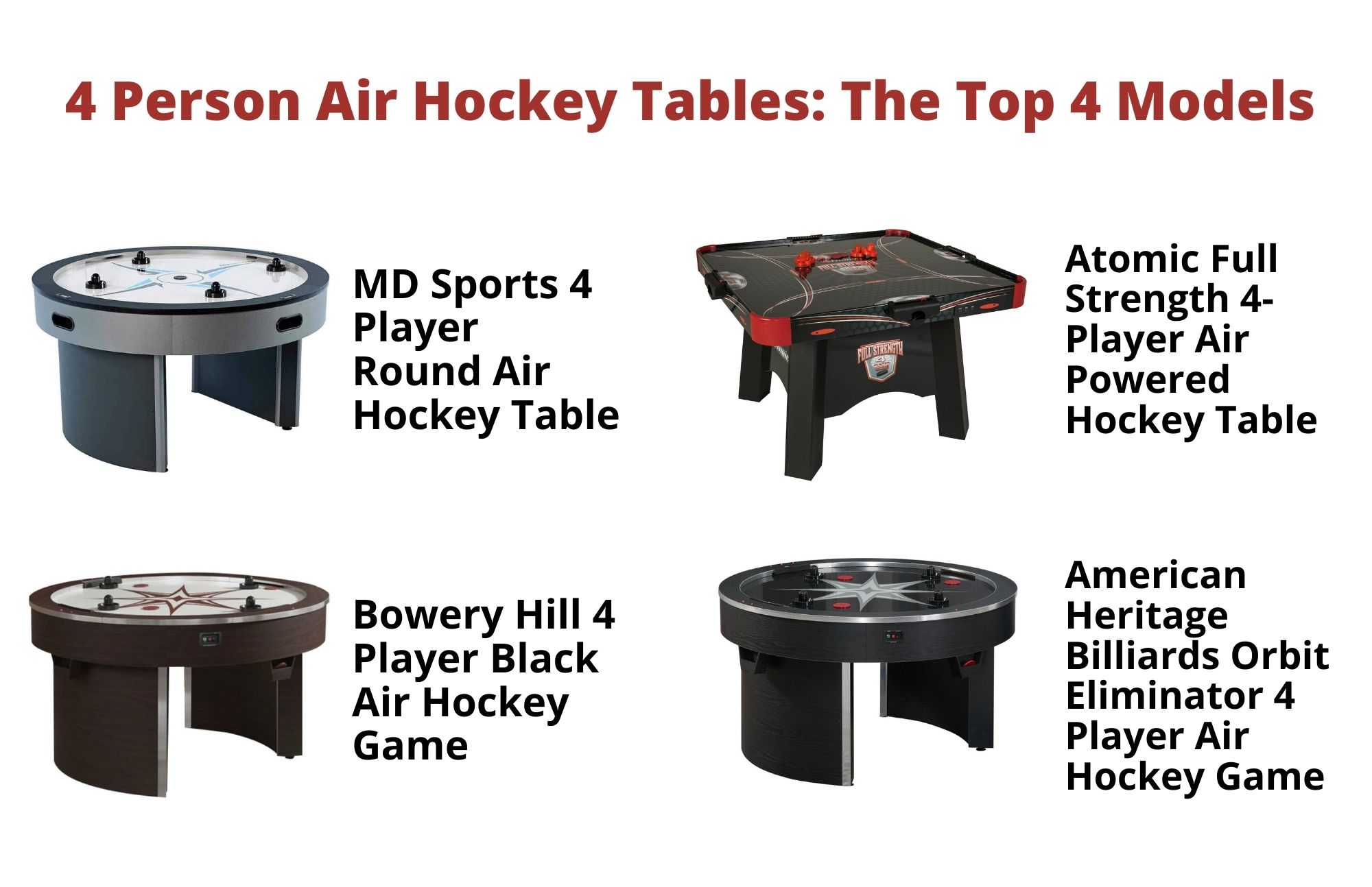 Different versions of 4 Person Air Hockey Tables