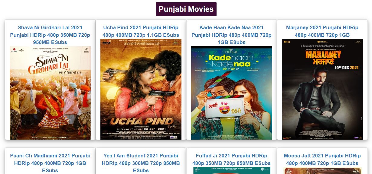Movie4me website shows the Punjabi Movies collection