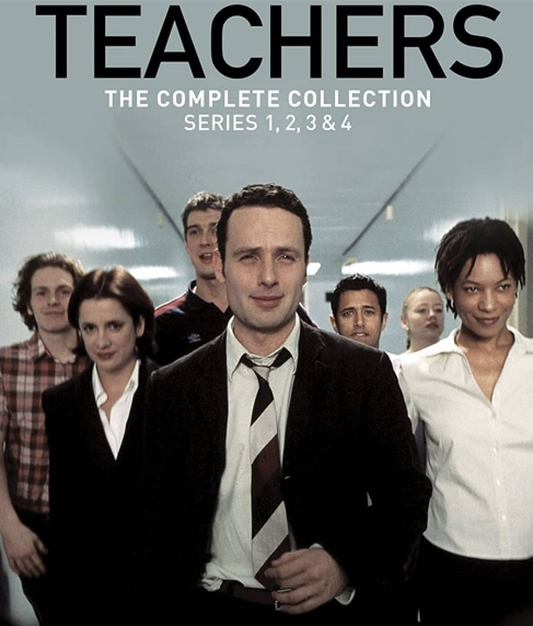 DVD cover saying ‘Teachers The Complete Collection Series 1, 2, 3, & 4’ and showing the cast headed by Andrew Lincoln