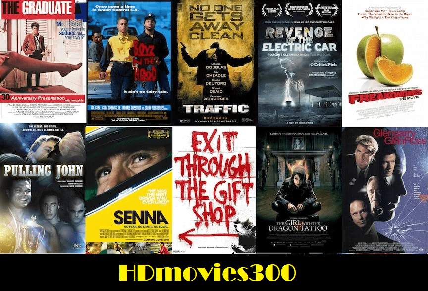 Main page of hdmovies300 website showing movie posters