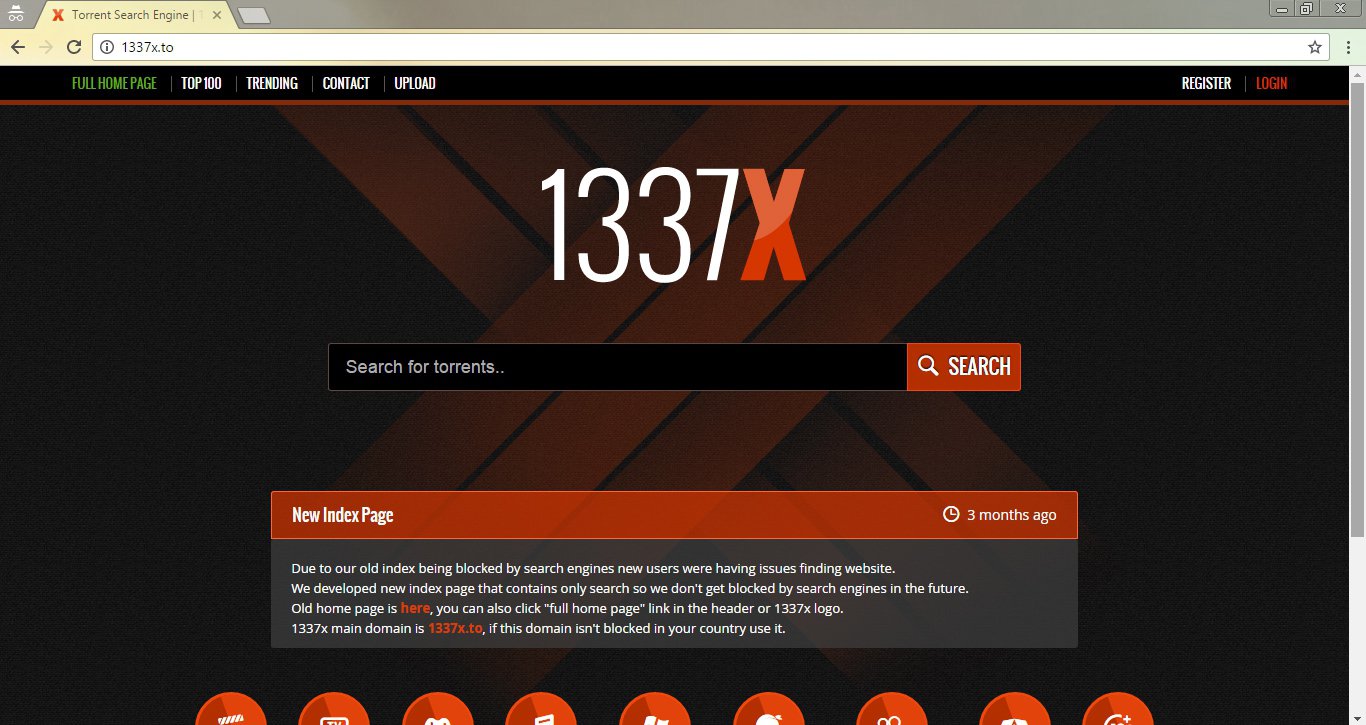 1337x webpage search bar