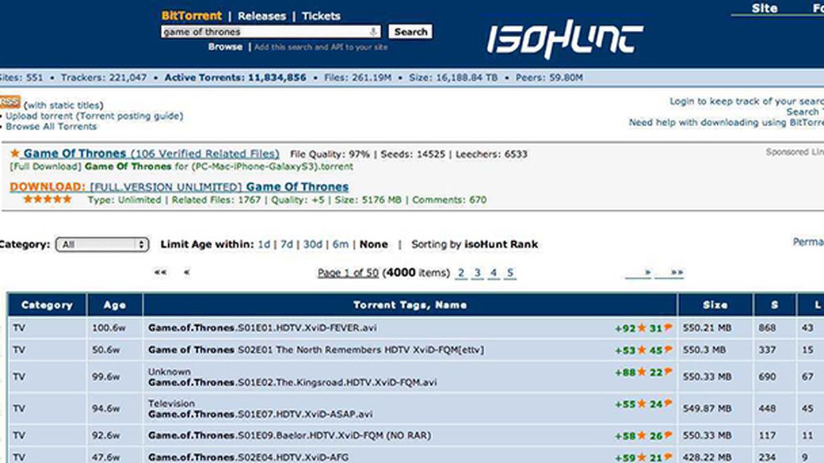 Isohunt webpage search browser
