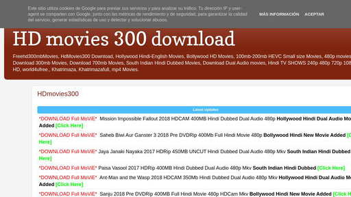 Hdmovies300 showing download options in red and green text