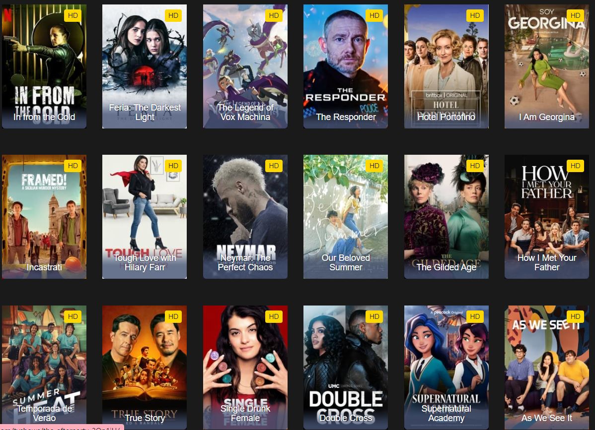 Screenshot of trending TV Shows on 123moviesca 