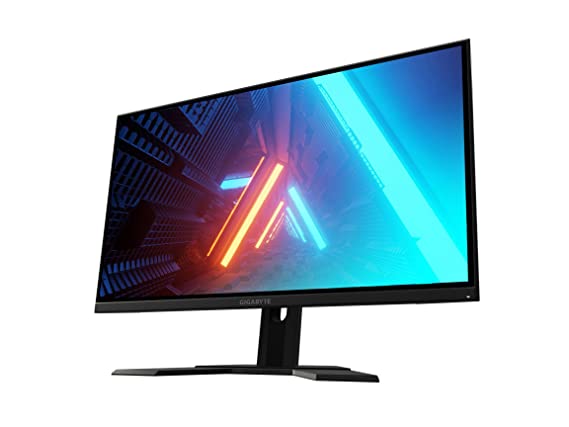 Gigabyte G27q Monitor with big screen display and black color side and monitor stand 