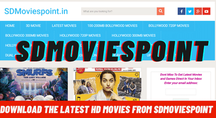 Sdmoviespoint webpage with movie covers and wording sdmoviespoint 
