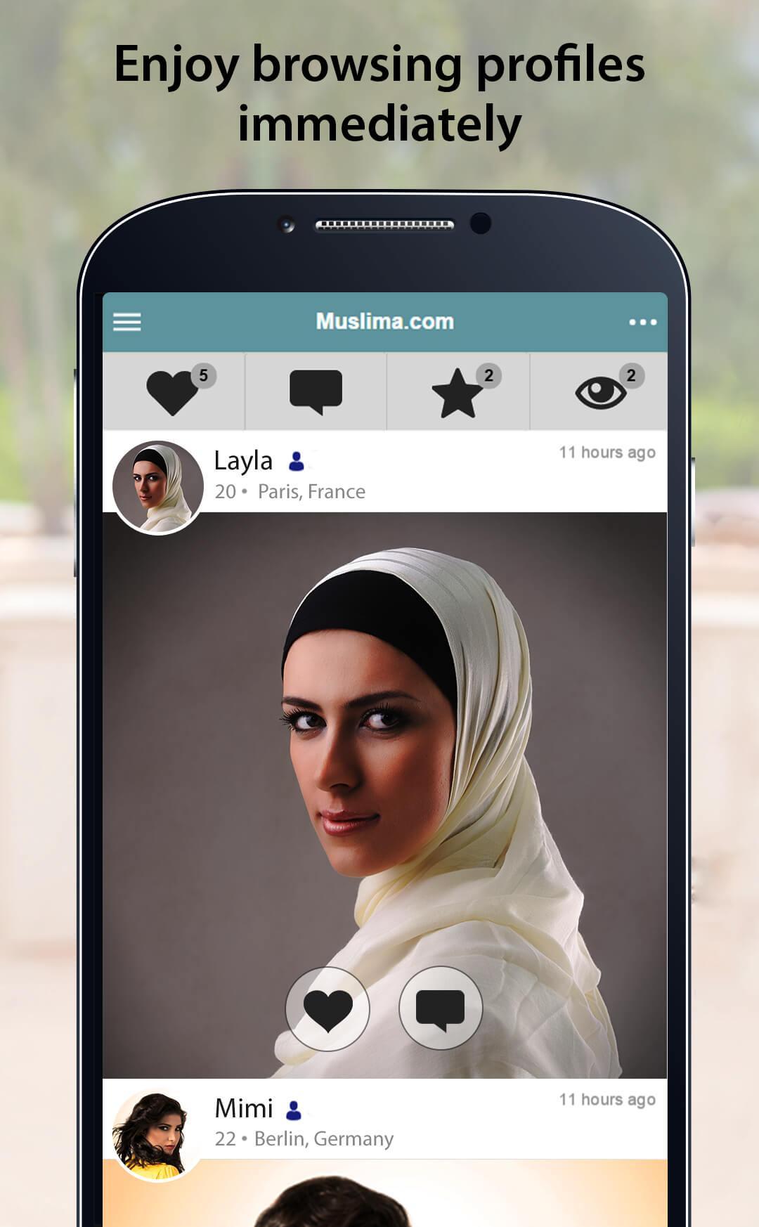 A muslim woman on muslima.com app together with her name, age, and the place where she lives in