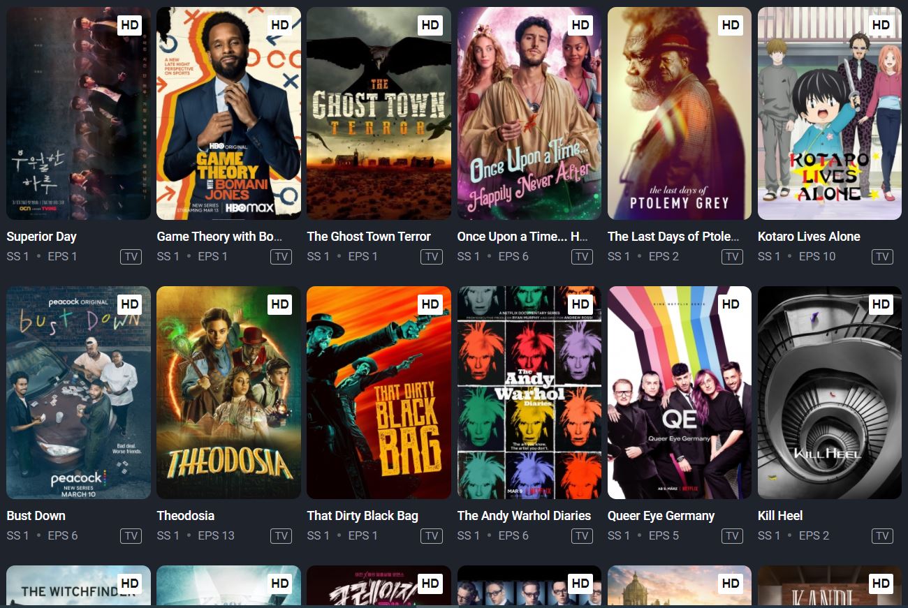 Screenshot of the Popular TV Shows on Soapgate webpage