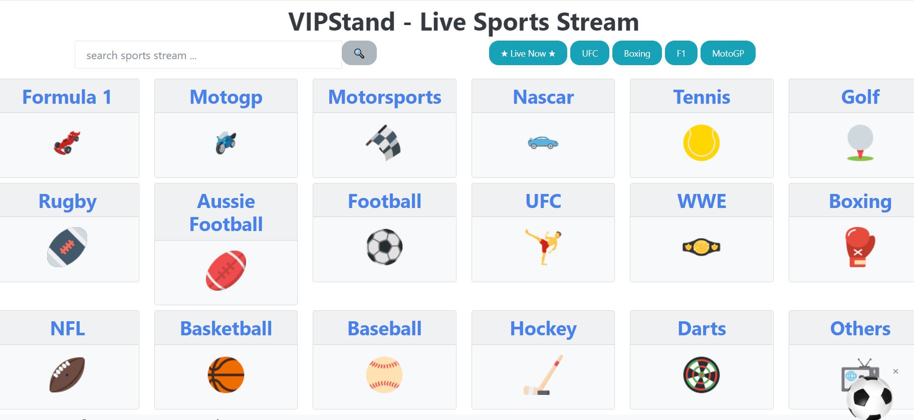 VIPStand - A Sports Search Engine That Allows You To Find And Watch Sports Events Around The Globe