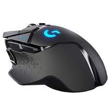 The Logitech G502 Lightspeed little light elegant gaming mouse in black with sky blue