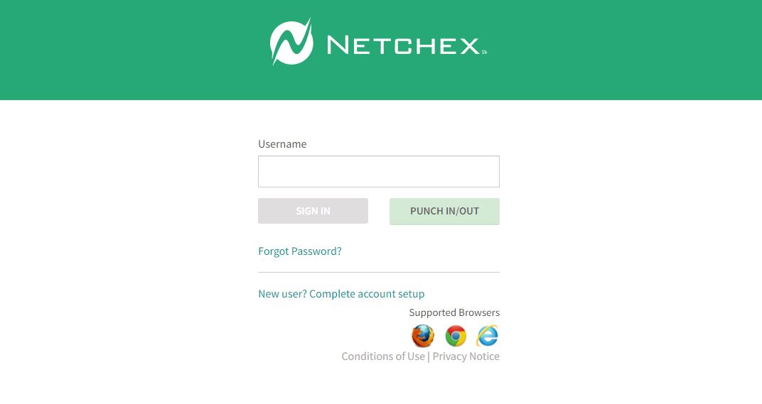 Netchex website shows the Login page with Username bar