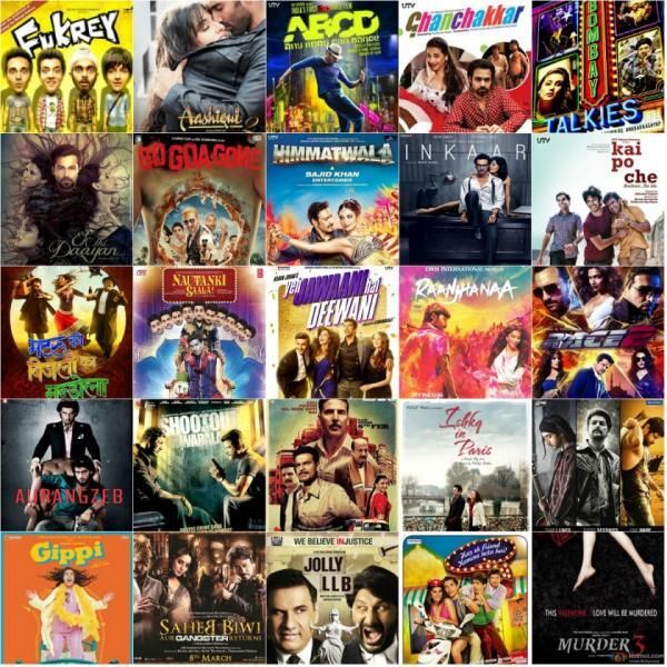 Different Bollywood movie covers in tile template