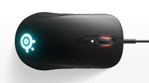 Steelseries Sensei Ten wired mouse in black with white and sky blue lights