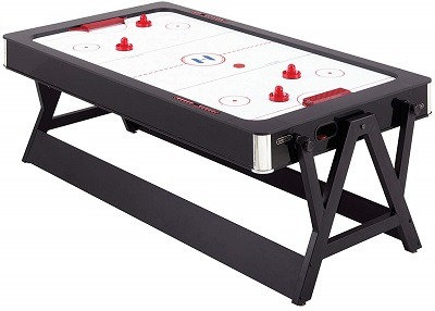 Air hockey pool table, which combine two game tables into one and constructed with high-quality materials