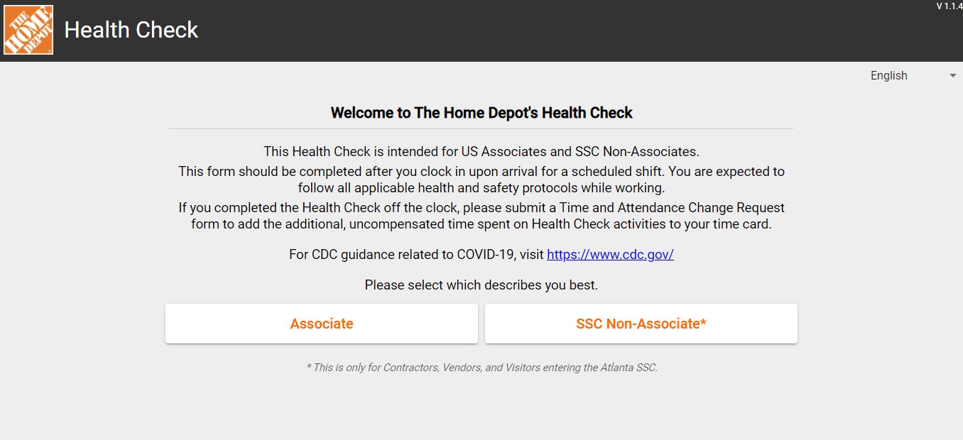 The Home Depot Health Check For Home Depot Employees