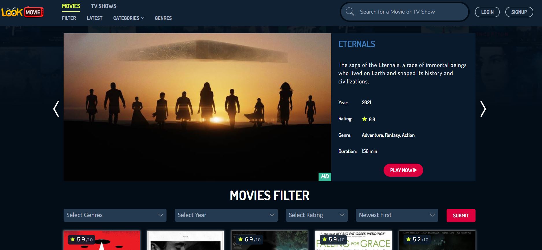 Lookmovie Home Page