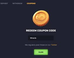 Coupons section of Rollbit website with a golden coin and green claim button