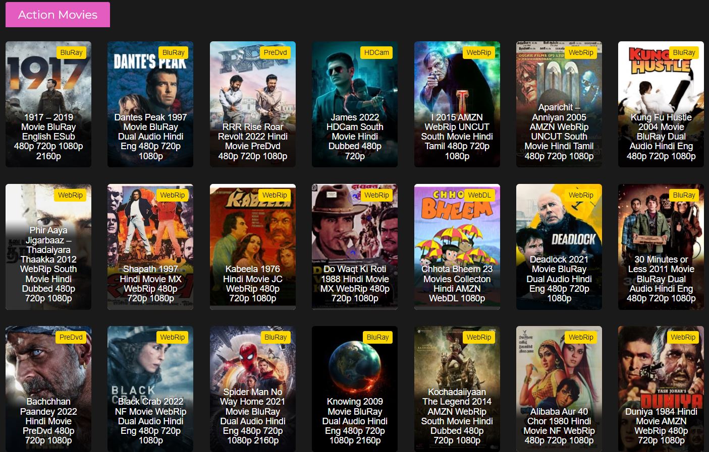 Screenshot of the action movies on mkv cinema.live