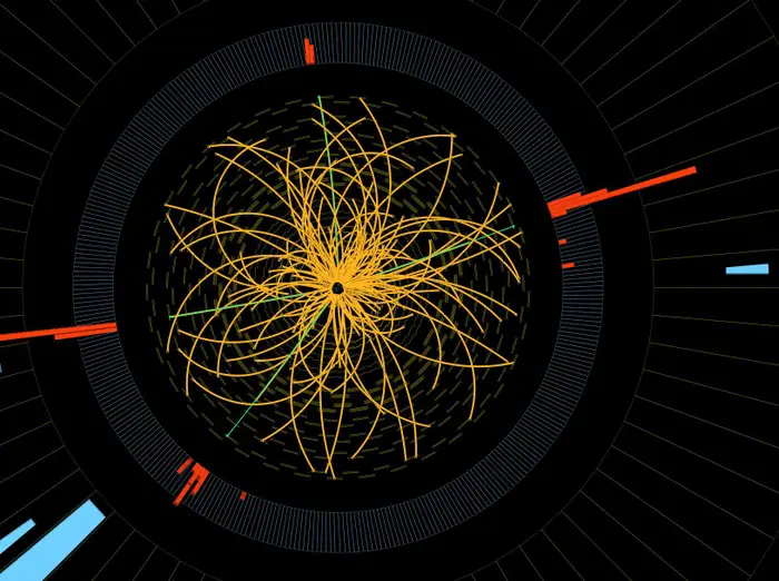 Higgs boson graphics with proper color identifications