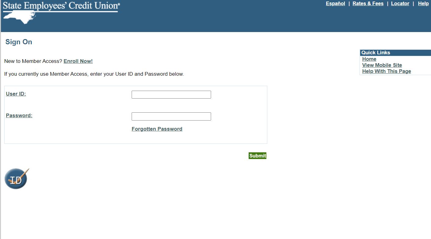 Screenshot of the Ncseculogin login interface with user ID and password fields